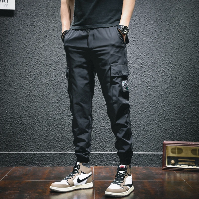 Summer Ice Silk Cargo Pants Men Black Sport Casual Ankle-Length Pants Fashion Slim Fit Elastic Waist Drawstring Joggers Trousers
Summer Ice Silk Cargo Pants Men Black Sport Casual Ankle-Length Pants Fashion Slim Fit Elastic Waist Drawstring Joggers Trousers