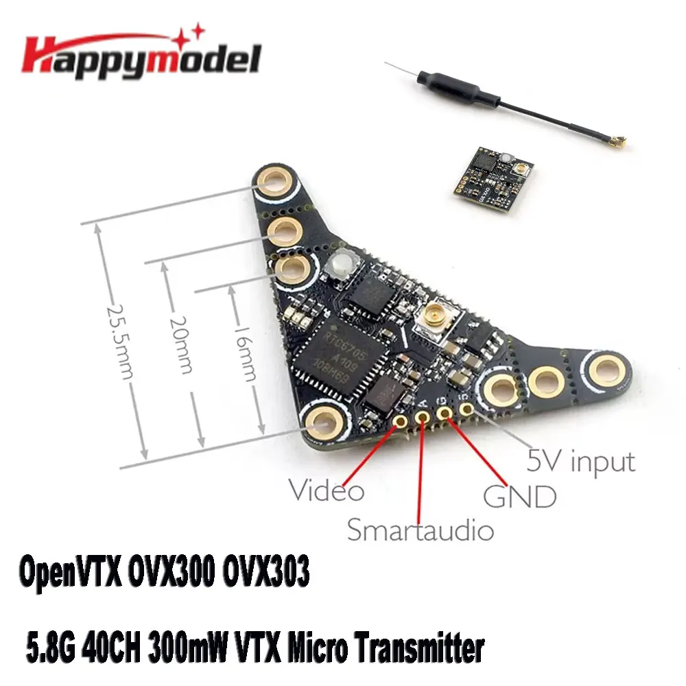 HappyModel OVX300 OVX303 OpenVTX 5.8G 40CH 300mW Adjustable VTX Micro Transmitter Long Range FPV Nano Tinywhoop RC Racing Drone
HappyModel OVX300 OVX303 OpenVTX 5.8G 40CH 300mW Adjustable VTX Micro Transmitter Long Range FPV Nano Tinywhoop RC Racing Drone