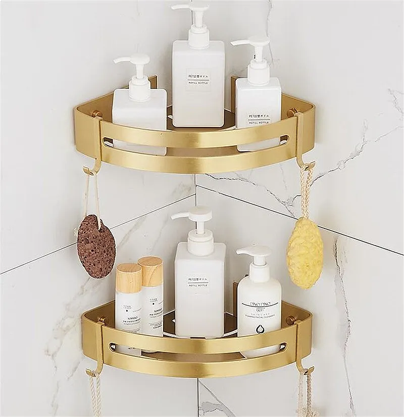 Corner Shelf Wall Mounted Brushed Gold Aluminum Bath Shower Shampoo Holder Storage Rack
Corner Shelf Wall Mounted Brushed Gold Aluminum Bath Shower Shampoo Holder Storage Rack