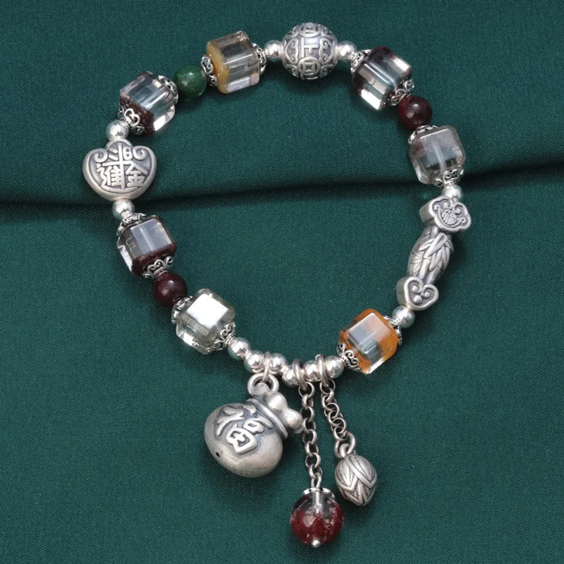 Original Design 925 Sterling Silver Money Bag Tassel Bracelets for Women Vintage Ethnic Style Phantom Quartz Beaded Bracelet
Original Design 925 Sterling Silver Money Bag Tassel Bracelets for Women Vintage Ethnic Style Phantom Quartz Beaded Bracelet