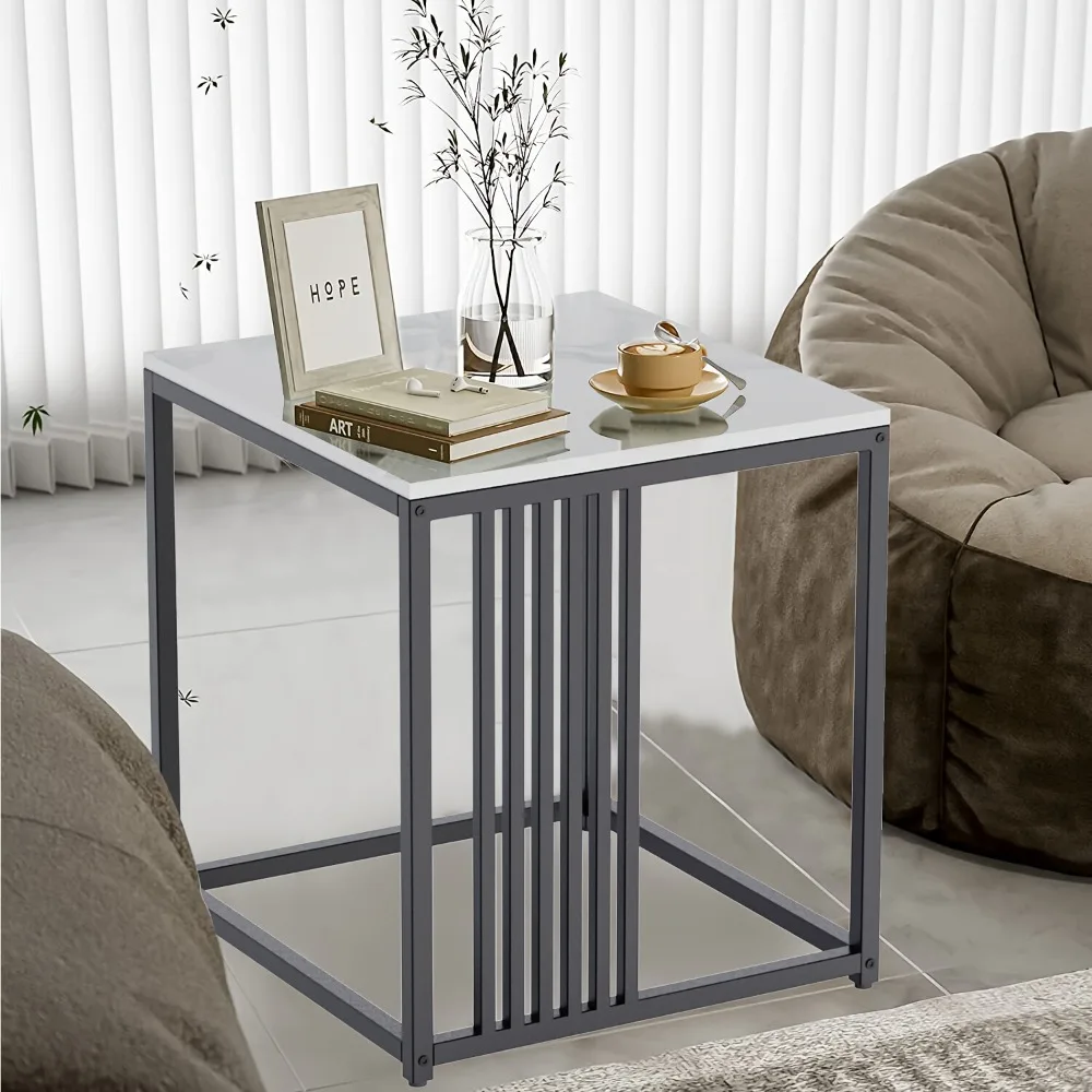 Chic White Faux Marble Top Nightstand - 15.7" Square Sintered Stone End Table with Elegant Black Metal Frame, Scratch-Resistant & High-Temperature Resistant, Ideal for Modern Living Room or Bedroom Decor, Table Decor
Chic White Faux Marble Top Nightstand - 15.7" Square Sintered Stone End Table with Elegant Black Metal Frame, Scratch-Resistant & High-Temperature Resistant, Ideal for Modern Living Room or Bedroom Decor, Table Decor
