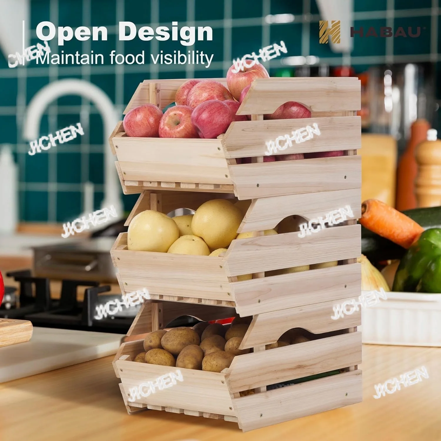 JCTWooden Storage Basket Kitchen Fruit And Vegetable Box Countertop Decoration Stacking Wooden Box Fruit Basket
JCTWooden Storage Basket Kitchen Fruit And Vegetable Box Countertop Decoration Stacking Wooden Box Fruit Basket