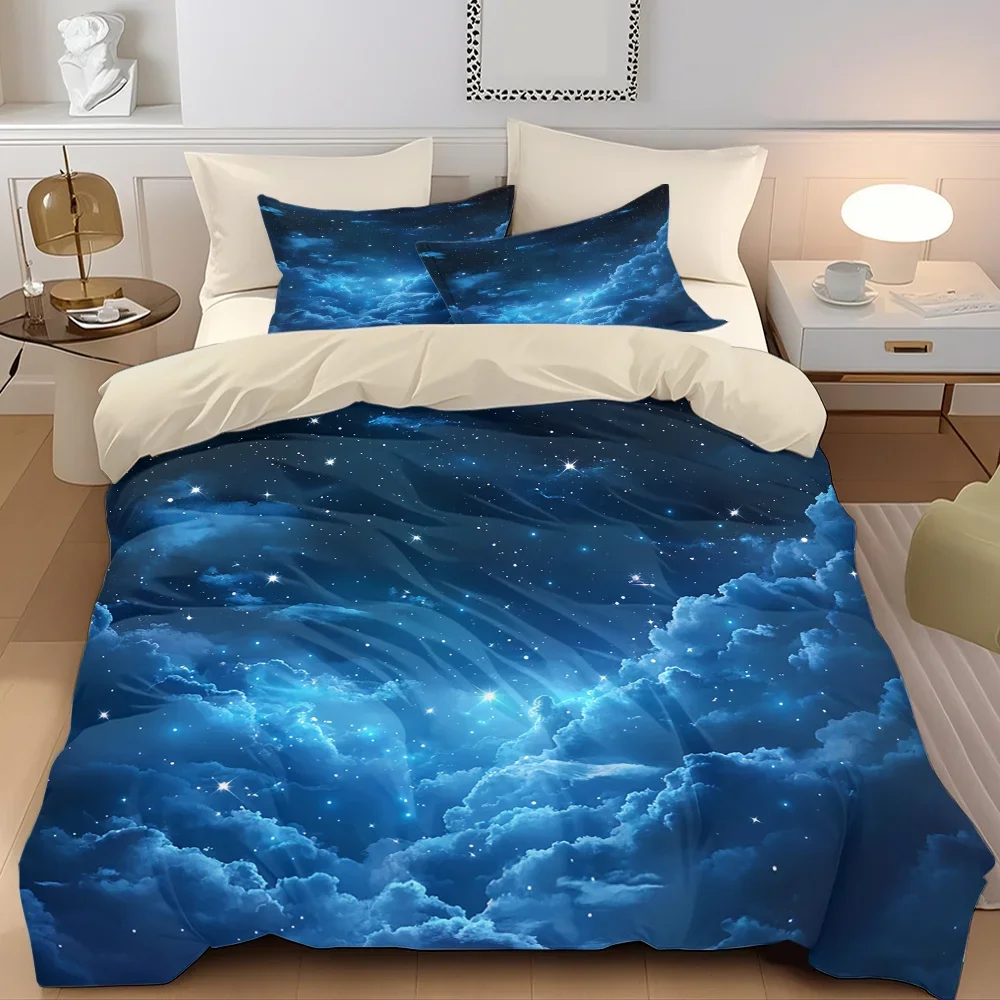 3pcs Blue Starry Sky Printed Quilt Set- Includes 1 Quilt Cover and 2 Pillow Cover (without Filler)
3pcs Blue Starry Sky Printed Quilt Set- Includes 1 Quilt Cover and 2 Pillow Cover (without Filler)