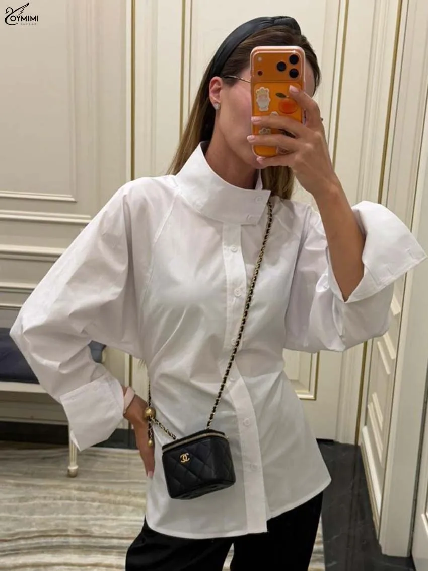 Oymimi Fashion White Cotton Woman Blouses Elegant Turtleneck Long Sleeve Blouses Casual Single Breasted Simple Blouses Female
Oymimi Fashion White Cotton Woman Blouses Elegant Turtleneck Long Sleeve Blouses Casual Single Breasted Simple Blouses Female