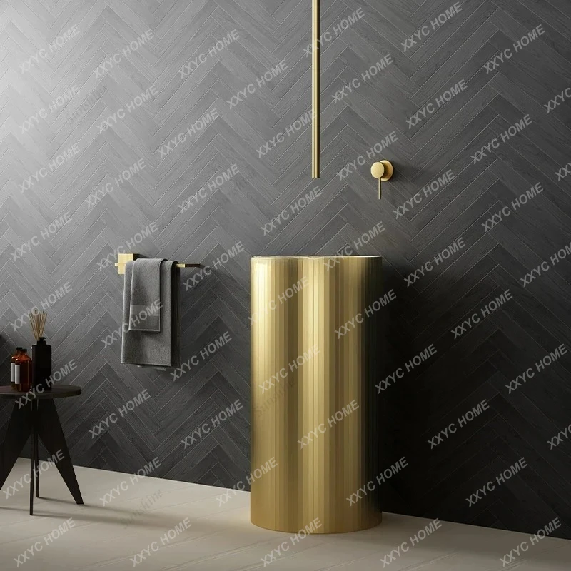 LMetal stainless steel column basin Modern minimalist integrated floor-standing washbasin washstand basin
LMetal stainless steel column basin Modern minimalist integrated floor-standing washbasin washstand basin