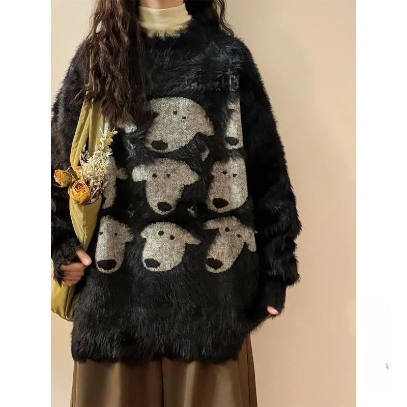 American Sweet Cartoon Dog Print Long Sleeve Sweaters Women Preppy Style Loose Sueter Mujer High Street O Neck Y2k
American Sweet Cartoon Dog Print Long Sleeve Sweaters Women Preppy Style Loose Sueter Mujer High Street O Neck Y2k