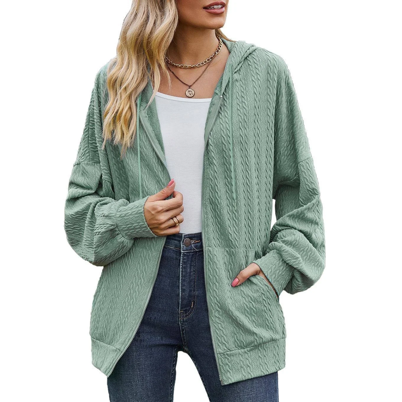 Loose Long Sleeve Hoodie Women's Jacket Pocket Pure Color Autumn Winter New Style Comfortable Fit Sweatshirt Outerwear
Loose Long Sleeve Hoodie Women's Jacket Pocket Pure Color Autumn Winter New Style Comfortable Fit Sweatshirt Outerwear
