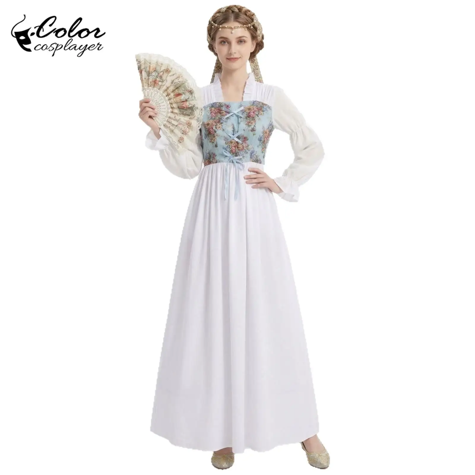 Color Cosplayer Medieval Costume Dress Women Floral Print Empire Waist Long Gown Puff Sleeve Party Dresses Performance Outfit
Color Cosplayer Medieval Costume Dress Women Floral Print Empire Waist Long Gown Puff Sleeve Party Dresses Performance Outfit