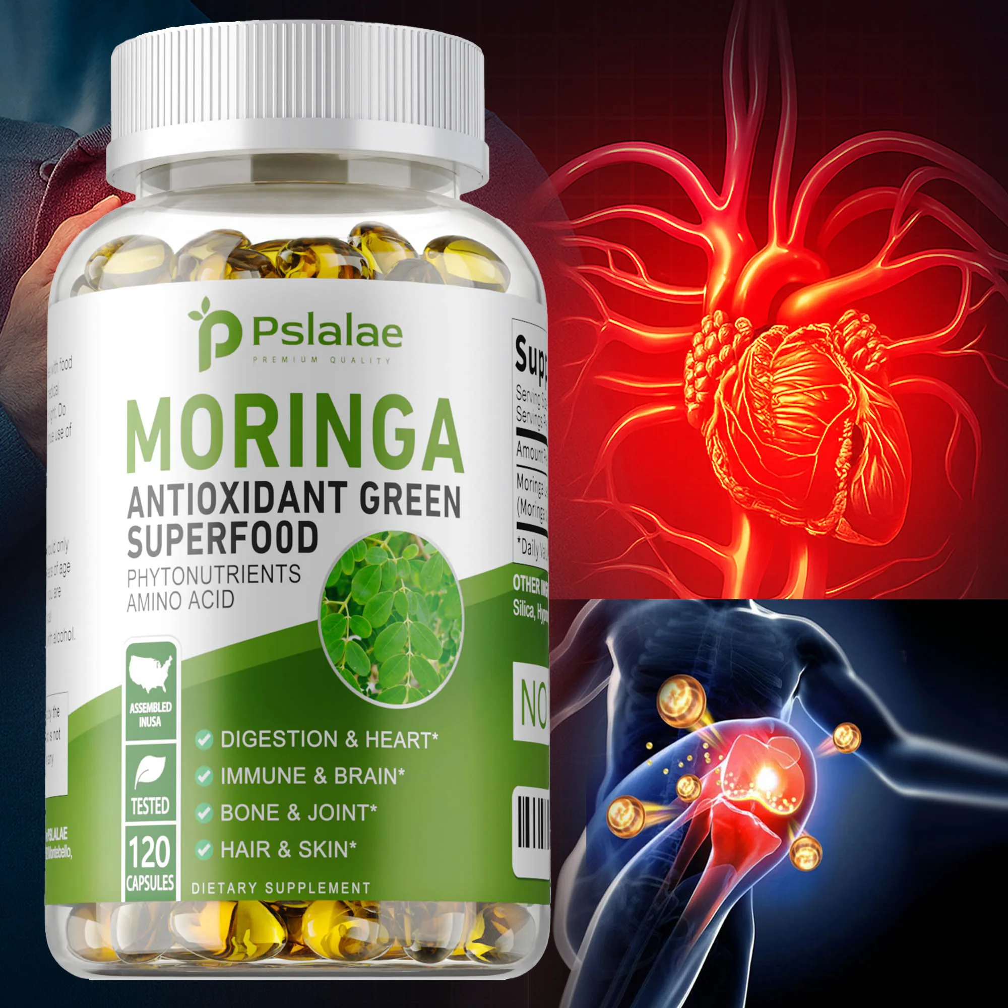 Moringa Capsules - Promotes Metabolism, Boosts Energy, Improves Skin and Heart Health, Enhances Immunity, Maintains Gut Health
Moringa Capsules - Promotes Metabolism, Boosts Energy, Improves Skin and Heart Health, Enhances Immunity, Maintains Gut Health