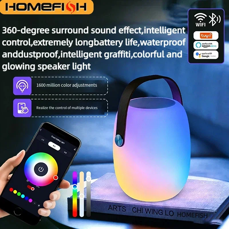 Умный RGB LED светильник-колонка HOMEFISH Tuya с Bluetooth, 16 миллионов цветов, IP44 водонепроницаемый, работает с Alexa и Google Assistant, портативная лампа для создания настроения
Умный RGB LED светильник-колонка HOMEFISH Tuya с Bluetooth, 16 миллионов цветов, IP44 водонепроницаемый, работает с Alexa и Google Assistant, портативная лампа для создания настроения
