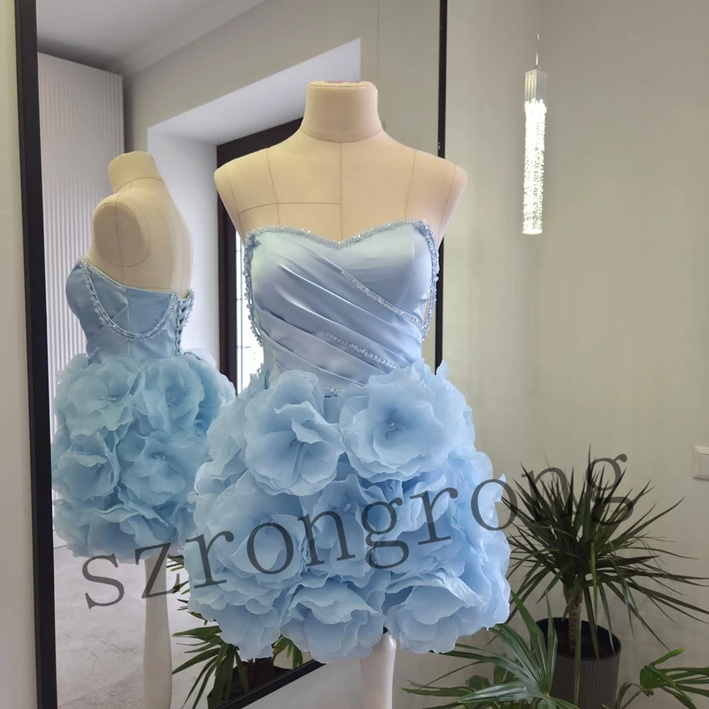 Customized Blue Off Shoulder Tulle Handmade Flowers Wedding Evening Party Dresses Backless Short Mini Cute Prom Cocktail Dress
Customized Blue Off Shoulder Tulle Handmade Flowers Wedding Evening Party Dresses Backless Short Mini Cute Prom Cocktail Dress