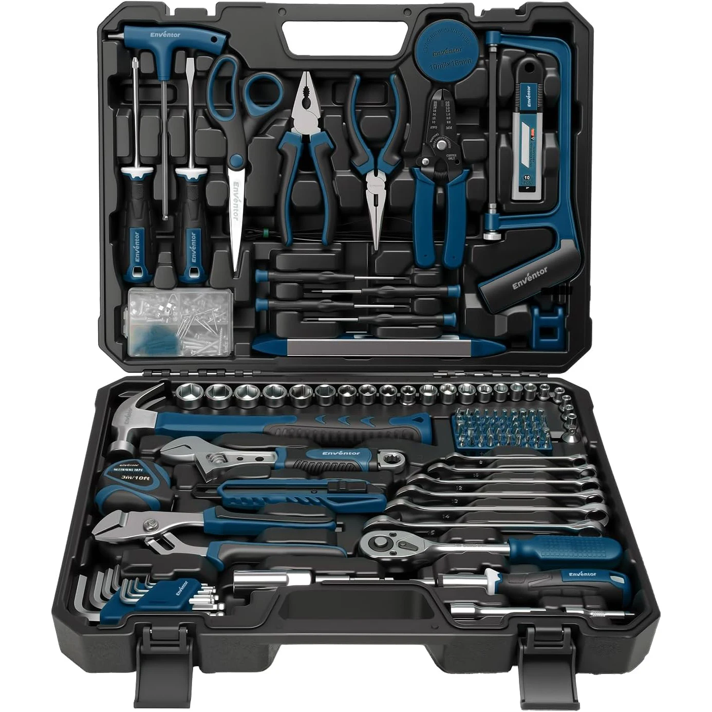 Enventor Tool Set, 220-Piece Home Tool Kit with Toolbox, Wrench and Hand Tools for Home Repairs, Auto Maintenance, DIY & General Use,Household Repair Tools for Men & Women, Blue
Enventor Tool Set, 220-Piece Home Tool Kit with Toolbox, Wrench and Hand Tools for Home Repairs, Auto Maintenance, DIY & General Use,Household Repair Tools for Men & Women, Blue
