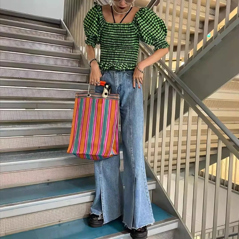 Environmentally friendly recycled plastic striped woven tote bag simple portable crossbody casual shoulder
Environmentally friendly recycled plastic striped woven tote bag simple portable crossbody casual shoulder