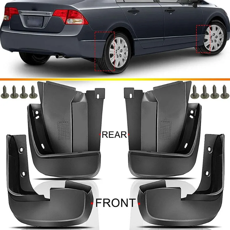 Set of 4 Mud Flaps Designed for The 8Th Generation for HONDA Civic from 2006 to 2011, Including Front And Rear Splash Guards
Set of 4 Mud Flaps Designed for The 8Th Generation for HONDA Civic from 2006 to 2011, Including Front And Rear Splash Guards