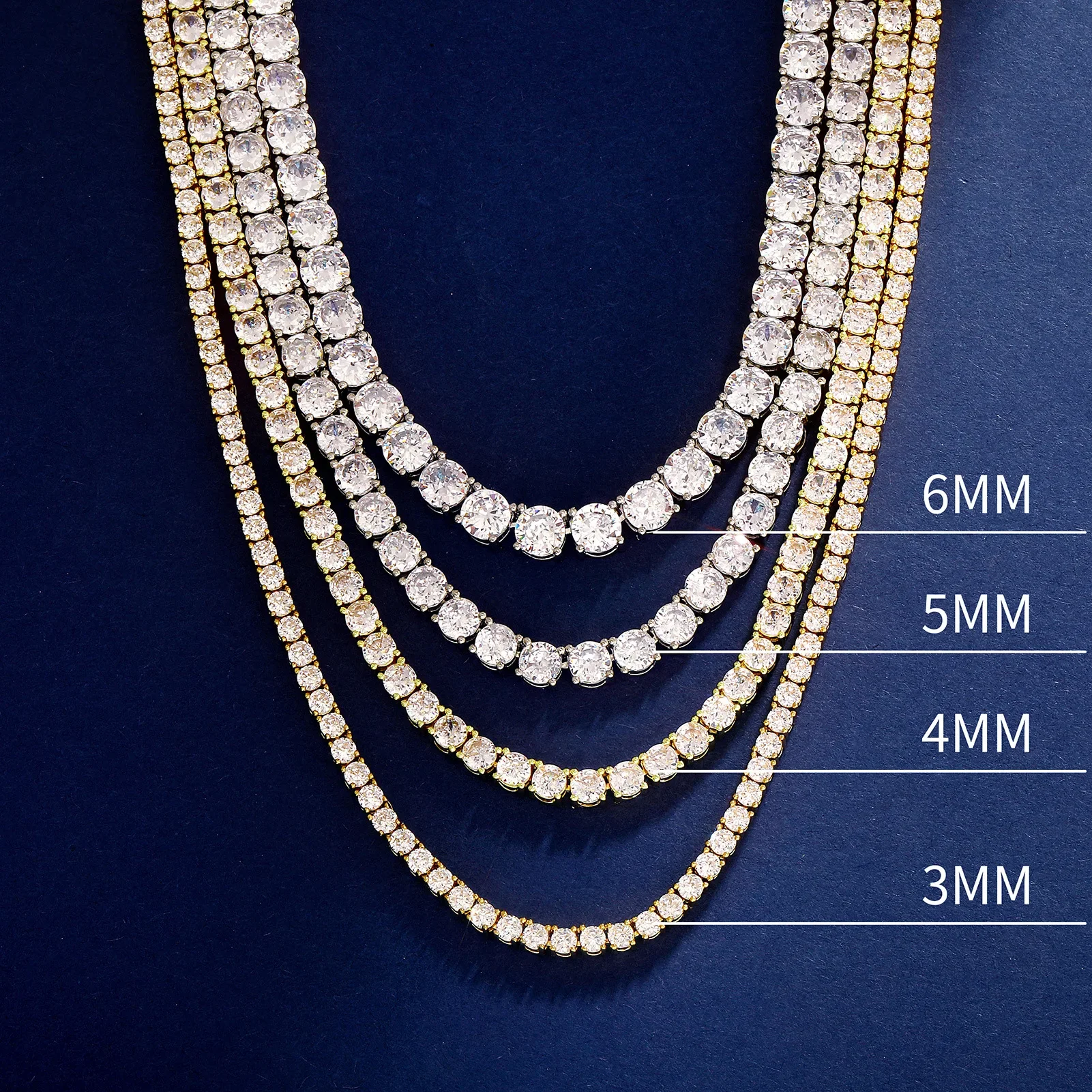 Luxury D VVS1 Moissanite Tennis Necklace 3-6mm 925 Silver for Women Exquisite Simulated Diamond Gift
Luxury D VVS1 Moissanite Tennis Necklace 3-6mm 925 Silver for Women Exquisite Simulated Diamond Gift