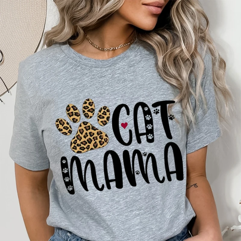 Womens Short Sleeve T-shirts Fun Cat Mama Vintage Paw Print Crew Neck Casual Daily Tops for Mother's Gifts
Womens Short Sleeve T-shirts Fun Cat Mama Vintage Paw Print Crew Neck Casual Daily Tops for Mother's Gifts