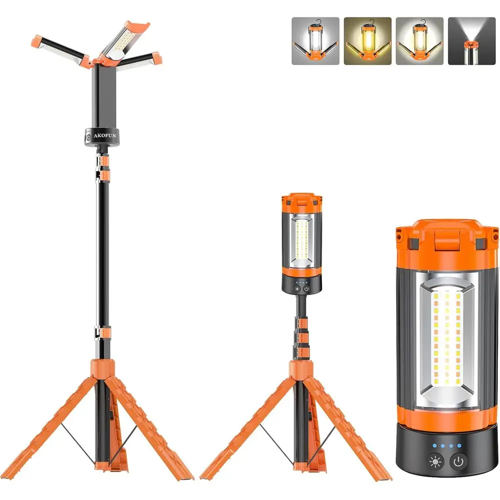 12000mAh Portable Camping Light, Rechargeable 10000 Lumen Work Light, 3 LED Lamps, Detachable 79 Tripod
12000mAh Portable Camping Light, Rechargeable 10000 Lumen Work Light, 3 LED Lamps, Detachable 79 Tripod
