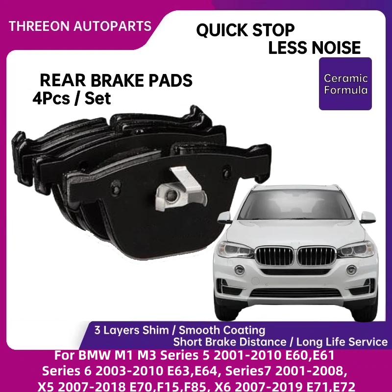 THREEON Rear Ceramic Brake Pads Set For BMW M1 M3, X5 2007-2018 E70,F15,F85, X6 2007-2019 E71,E72
THREEON Rear Ceramic Brake Pads Set For BMW M1 M3, X5 2007-2018 E70,F15,F85, X6 2007-2019 E71,E72