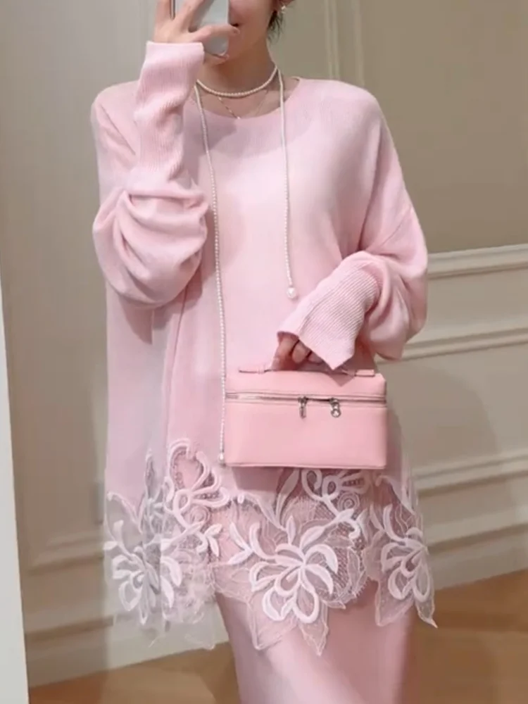 Ele Lace Splice Knitted Sweater Women's Faion Autumn New plus Size Versatile Youthful Top Warm Long Sve Camere Wool
Ele Lace Splice Knitted Sweater Women's Faion Autumn New plus Size Versatile Youthful Top Warm Long Sve Camere Wool