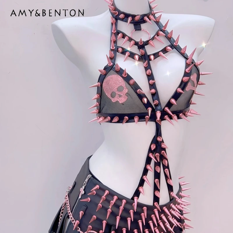 Gothic Black Sexy Hot Girl Women's Jumpsuit Vest European American 2025 New Pink Rivet Sweet Cool Mini Pleated Skirt Sets Ladies
Gothic Black Sexy Hot Girl Women's Jumpsuit Vest European American 2025 New Pink Rivet Sweet Cool Mini Pleated Skirt Sets Ladies
