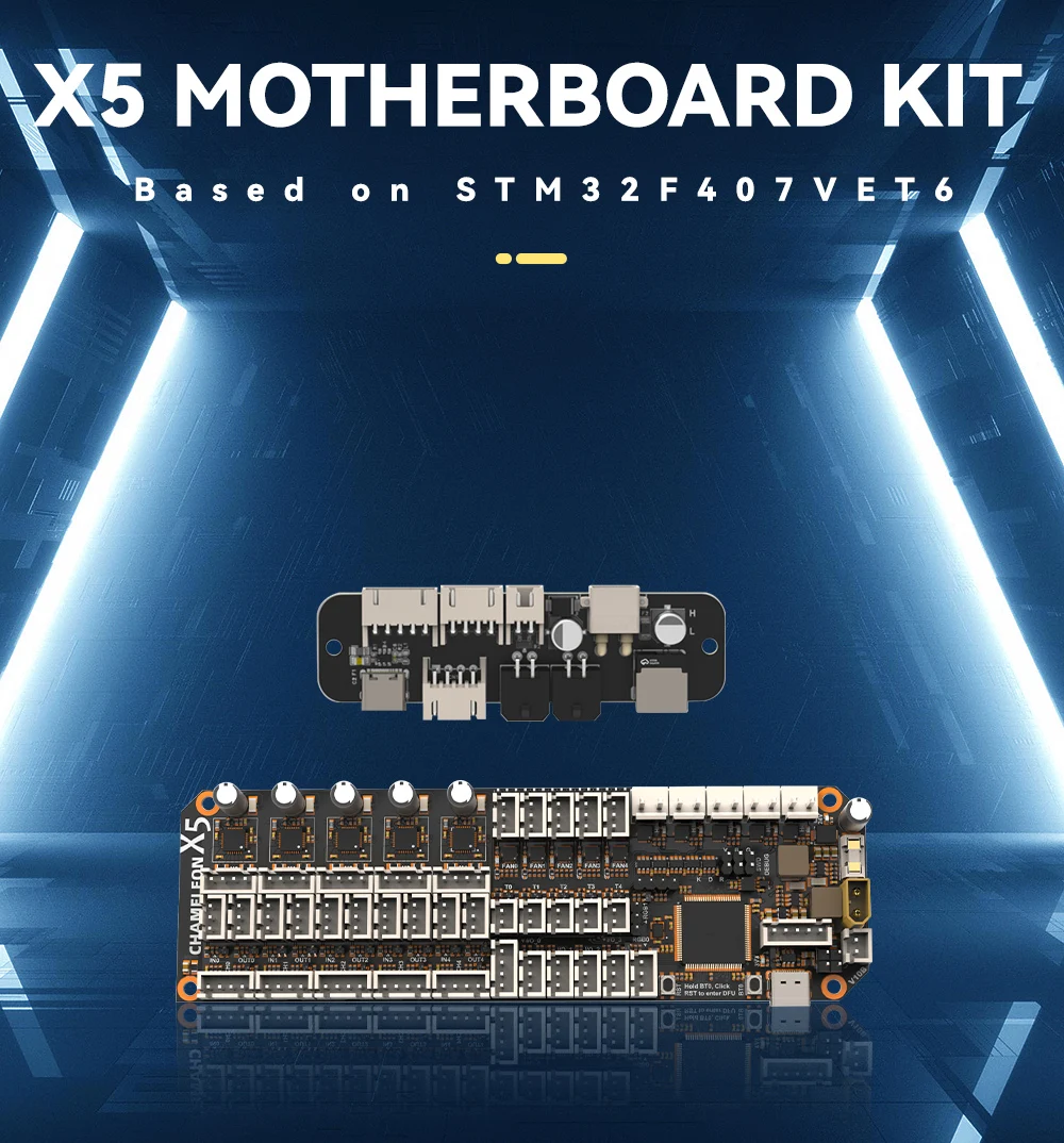 Комплект материнской платы X5 на базе STM32F407VET6 с TMC2209 и 5-канальной поддержкой подачи для аксессуаров для 3D-принтеров QuattroBox
Комплект материнской платы X5 на базе STM32F407VET6 с TMC2209 и 5-канальной поддержкой подачи для аксессуаров для 3D-принтеров QuattroBox