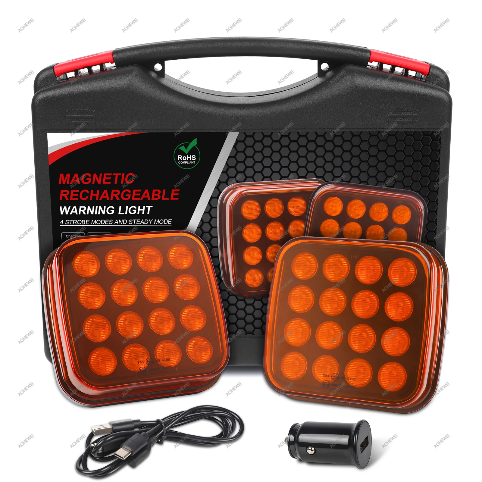 AOHEWEI LED Wireless Strobe Hazard Lights Kit for Trucks Rechargeable Magnetic Flashing Beacon Lights for Vehicles & Trailers
AOHEWEI LED Wireless Strobe Hazard Lights Kit for Trucks Rechargeable Magnetic Flashing Beacon Lights for Vehicles & Trailers