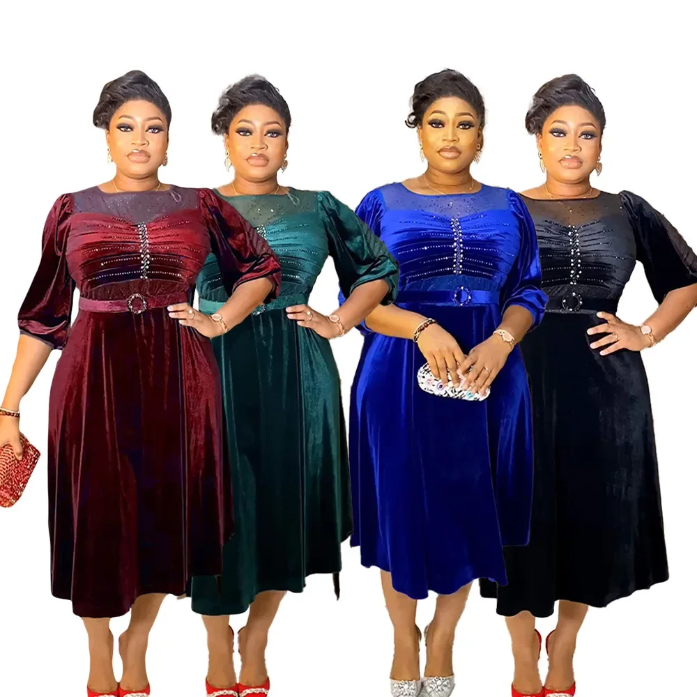 Plus Size African Party Dresses for Women 2025 New Fashion Dashiki Ankara Velvet Wedding Gowns Elegant Turkey Muslim Midi Dress
Plus Size African Party Dresses for Women 2025 New Fashion Dashiki Ankara Velvet Wedding Gowns Elegant Turkey Muslim Midi Dress