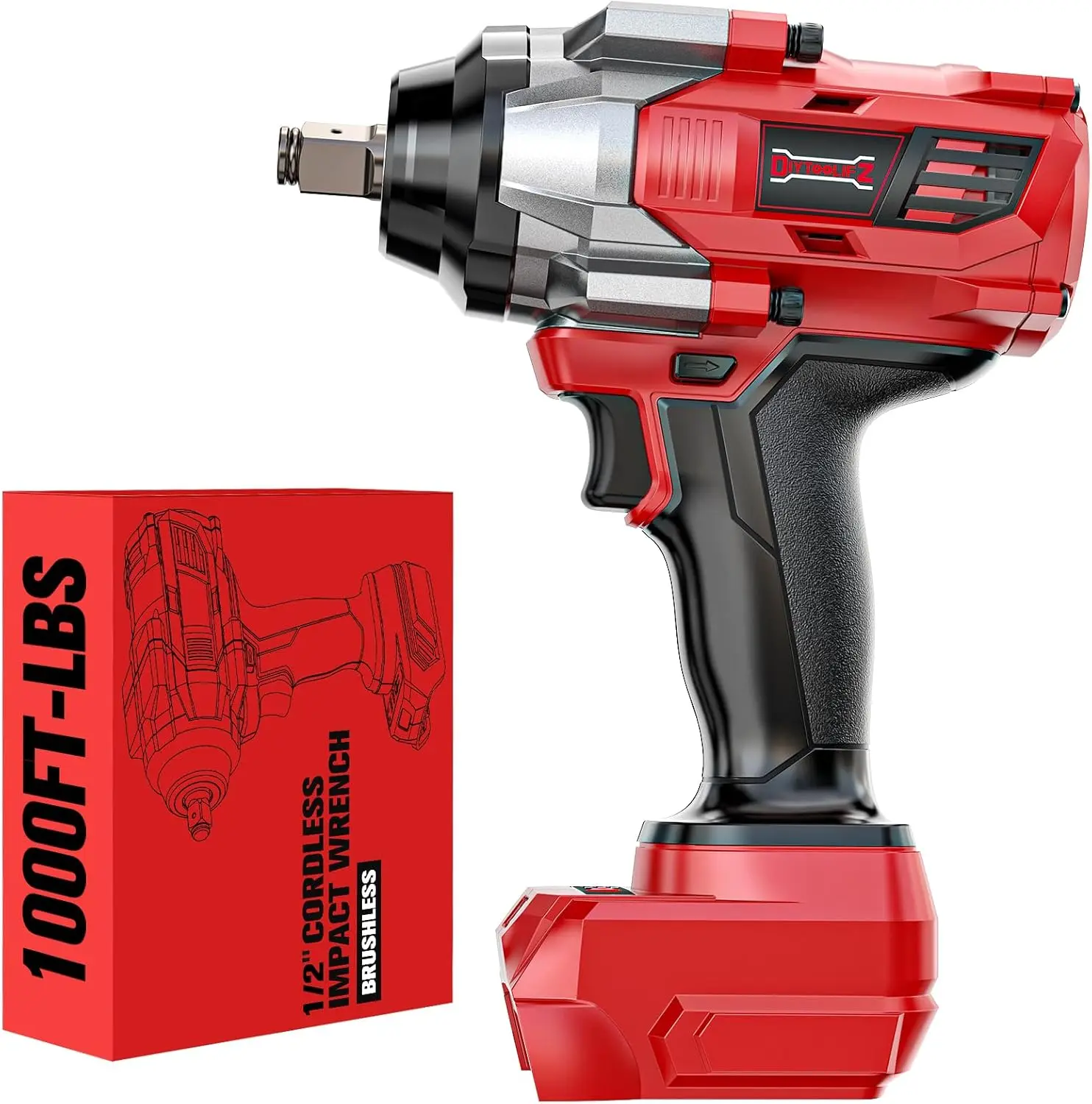 Cordless Impact Wrench 1/2" High Torque 1000Ft-lbs for Milwaukee 18V Battery, 4-Mode Speed, LED Light (Bare Tool)
Cordless Impact Wrench 1/2" High Torque 1000Ft-lbs for Milwaukee 18V Battery, 4-Mode Speed, LED Light (Bare Tool)
