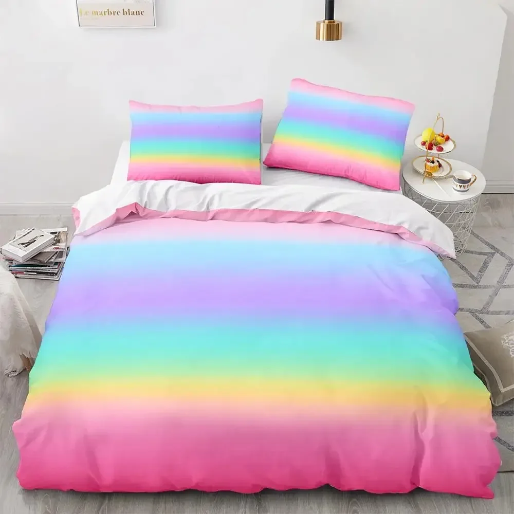 Rainbow Gradient Duvet Cover Set Queen Size Rainbow For Kids Girls Cute Style Bedding Set Polyester Single King Twin Quilt Cover
Rainbow Gradient Duvet Cover Set Queen Size Rainbow For Kids Girls Cute Style Bedding Set Polyester Single King Twin Quilt Cover