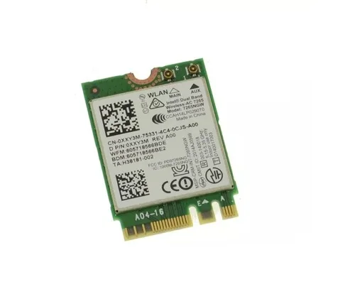 Dell XXY3M (Intel 7265NGW) Wireless-ac 7265 Dual Band WLAN WiFi Bluetooth Card - 80211 ac/a/b/g/n - Bluetooth - Used-Like New
Dell XXY3M (Intel 7265NGW) Wireless-ac 7265 Dual Band WLAN WiFi Bluetooth Card - 80211 ac/a/b/g/n - Bluetooth - Used-Like New