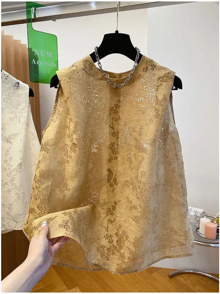 plus Size Women's Lace Embroidery Sleeveless Top Casual Loose Summer Vest Comfortable Breathable Korean Style round Neck Design
plus Size Women's Lace Embroidery Sleeveless Top Casual Loose Summer Vest Comfortable Breathable Korean Style round Neck Design