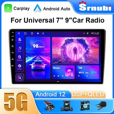 Srnubi autoradio 2 Din Android 12 Auto Carplay universel 7 "9" lecteur multimédia pour Nissan Honda Toyota Lada Volkswagen Hyundai