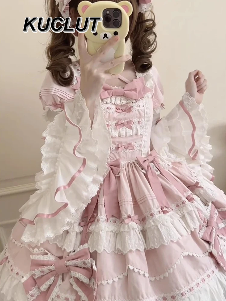 Розовые винтажные платья в стиле Лолиты для женщин, лето 2025, новое элегантное милое кружевное милое платье принцессы с развевающимися рукавами Femme
Розовые винтажные платья в стиле Лолиты для женщин, лето 2025, новое элегантное милое кружевное милое платье принцессы с развевающимися рукавами Femme