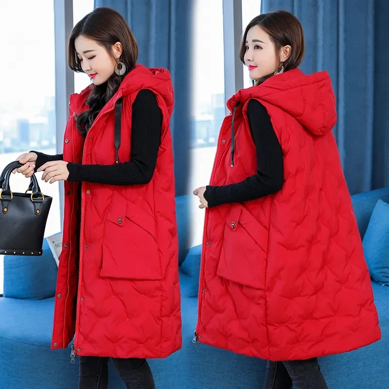 New Women's Casual Long Down Cotton Vest Autumn Winter Cold Warm Waistcoat Fashion Windproof Hooded Parka Overcoat
New Women's Casual Long Down Cotton Vest Autumn Winter Cold Warm Waistcoat Fashion Windproof Hooded Parka Overcoat