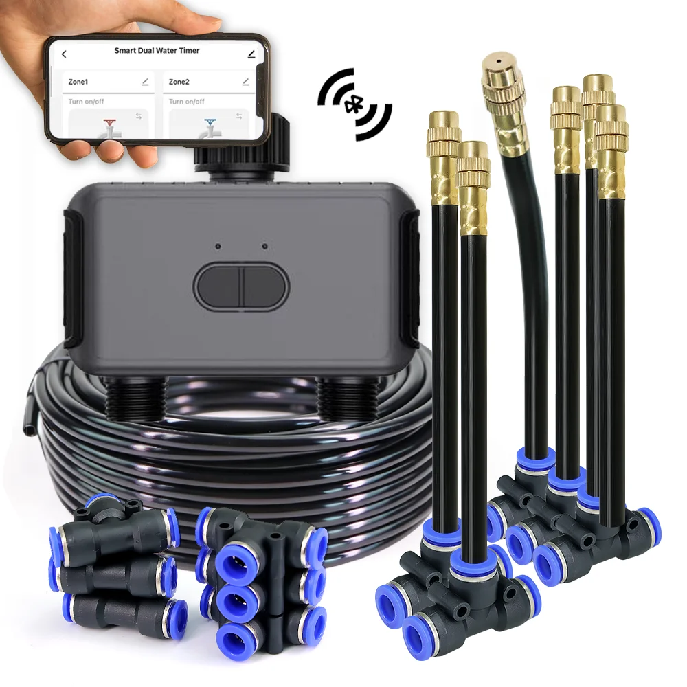 Smart WiFi Bluetooth Gardening Irrigation Timer Mist Cooling Kit APP Customized Watering Program Quick Connection Accessories
Smart WiFi Bluetooth Gardening Irrigation Timer Mist Cooling Kit APP Customized Watering Program Quick Connection Accessories