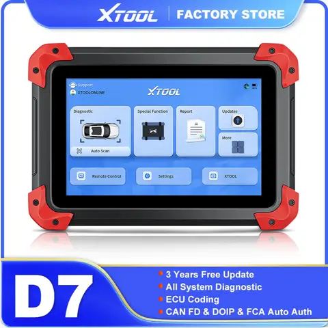 XTOOL D7 V2.0 All System Automotive Diagnostic Tool OBD2 Scanner ECU Coding Bidirectional Control 36+ Service FCA CAN FD DOIP