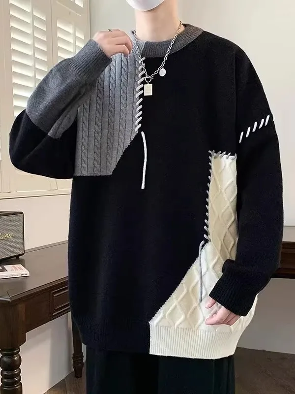 Color Blo Casual Loose Men's Knitted Sweater Winter Warm Faion Design Drapey Sle Polyester Long Sve round Ne Top
Color Blo Casual Loose Men's Knitted Sweater Winter Warm Faion Design Drapey Sle Polyester Long Sve round Ne Top