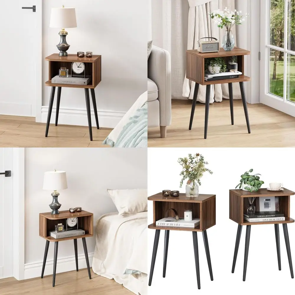 Пара компактных прикроватных тумбочек в стиле середины века для небольших помещений, отделка цвета орехового дерева
Пара компактных прикроватных тумбочек в стиле середины века для небольших помещений, отделка цвета орехового дерева