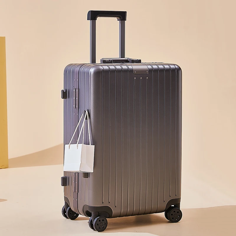 Чемодан с алюминиевой рамой для мужчин и женщин, чемодан с паролем на тележке, 20-28 дюймов, большая вместимость, дорожный чемодан для ручной клади
Чемодан с алюминиевой рамой для мужчин и женщин, чемодан с паролем на тележке, 20-28 дюймов, большая вместимость, дорожный чемодан для ручной клади