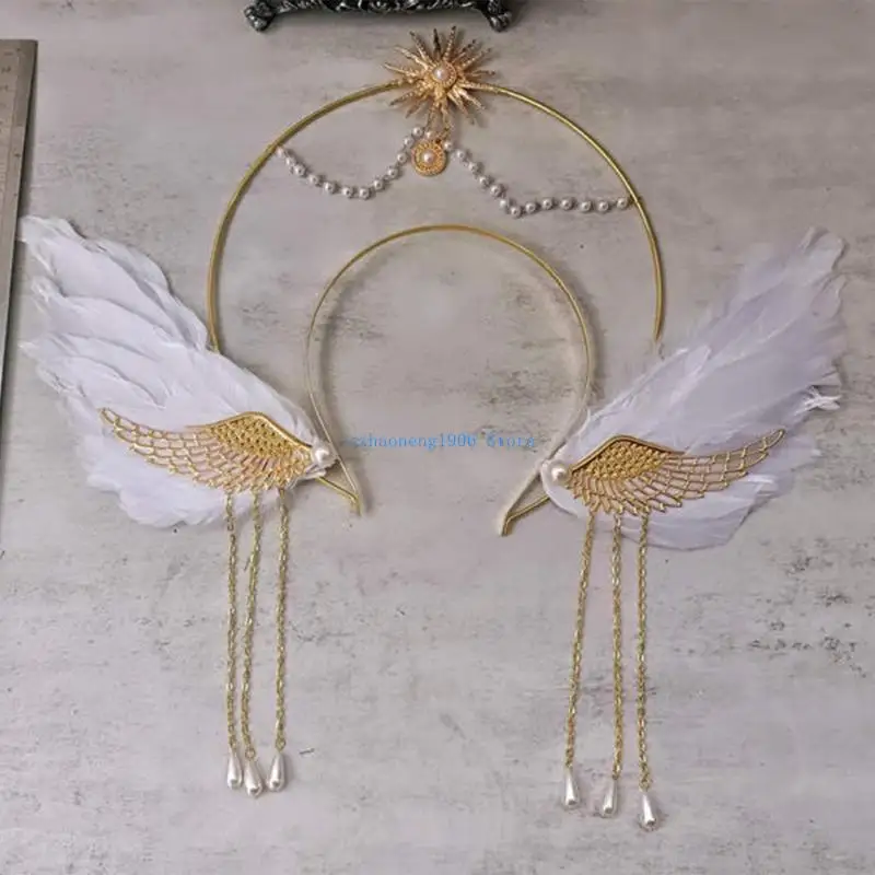 85LF Crown Headband for Women Virgin-Mary Angel Wing Headband Sun Hairband Vintage Headdress Party Headpiece
85LF Crown Headband for Women Virgin-Mary Angel Wing Headband Sun Hairband Vintage Headdress Party Headpiece