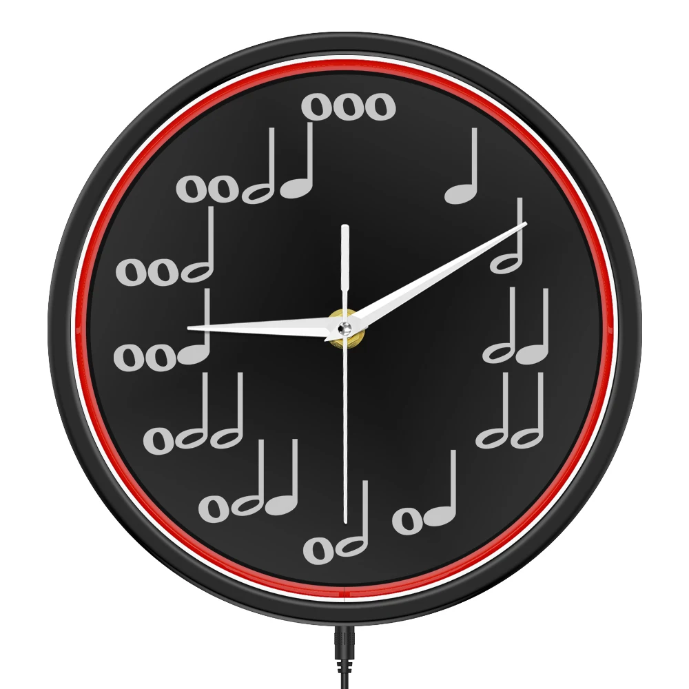 Musical Note Outline Edge Radiant Metal Frame Wall Clock for Piano Room Bar Musical Space Glow Neon Light LED Illuminated Clock
Musical Note Outline Edge Radiant Metal Frame Wall Clock for Piano Room Bar Musical Space Glow Neon Light LED Illuminated Clock