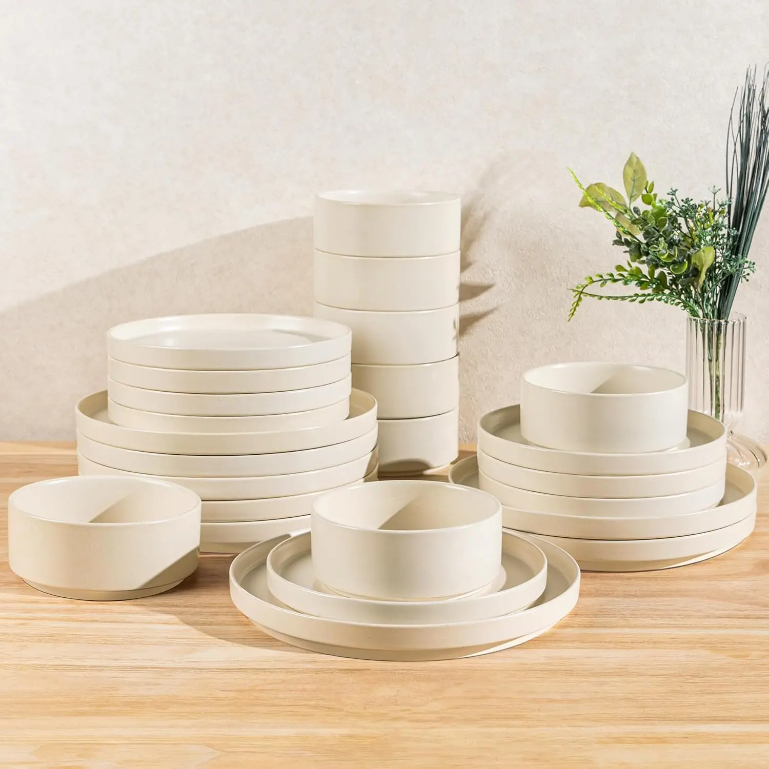 Ceramic Dinnerware Sets for 8, 24 Pieces Handmade Reactive Glaze Plates and Bowls Set, Scratch Resistant Dish Set, Oven & Microw
Ceramic Dinnerware Sets for 8, 24 Pieces Handmade Reactive Glaze Plates and Bowls Set, Scratch Resistant Dish Set, Oven & Microw