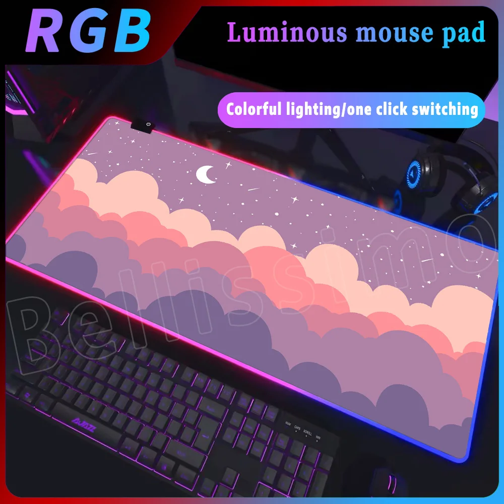 Kawaii Clouds RGB XXL Mouse Pad Cartoon Moon Keyboard Carpet Big Anime Pink LED PC Gaming Table Pads Girl's Desktop Decoration
Kawaii Clouds RGB XXL Mouse Pad Cartoon Moon Keyboard Carpet Big Anime Pink LED PC Gaming Table Pads Girl's Desktop Decoration