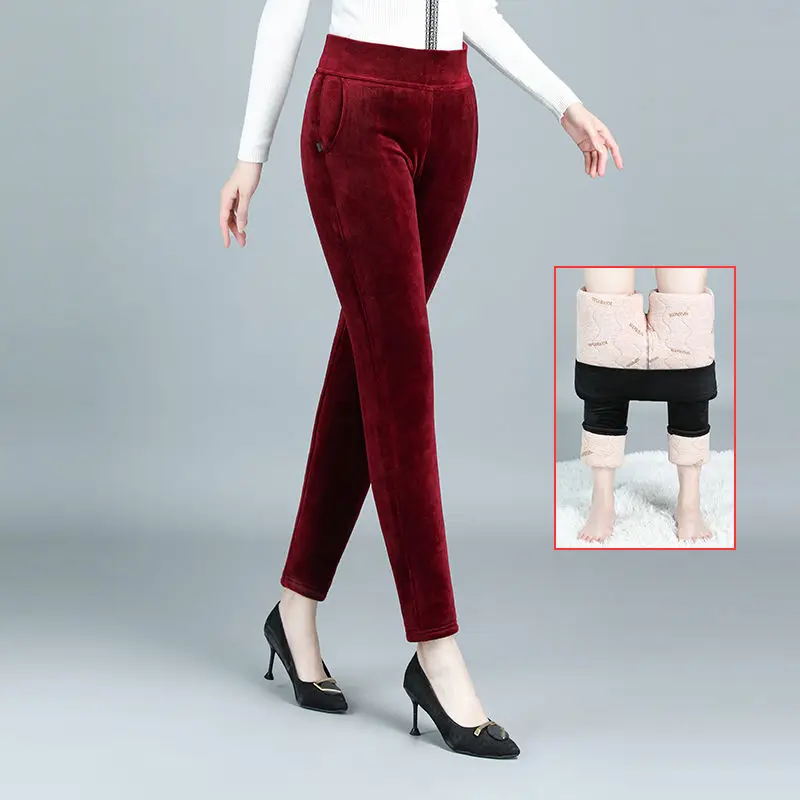 Women 2023 Autumn Winter New Solid Color Slim Trousers Female Plus Velvet Casual Pants Ladies Middle-aged and Elderly Pants T536
Women 2023 Autumn Winter New Solid Color Slim Trousers Female Plus Velvet Casual Pants Ladies Middle-aged and Elderly Pants T536