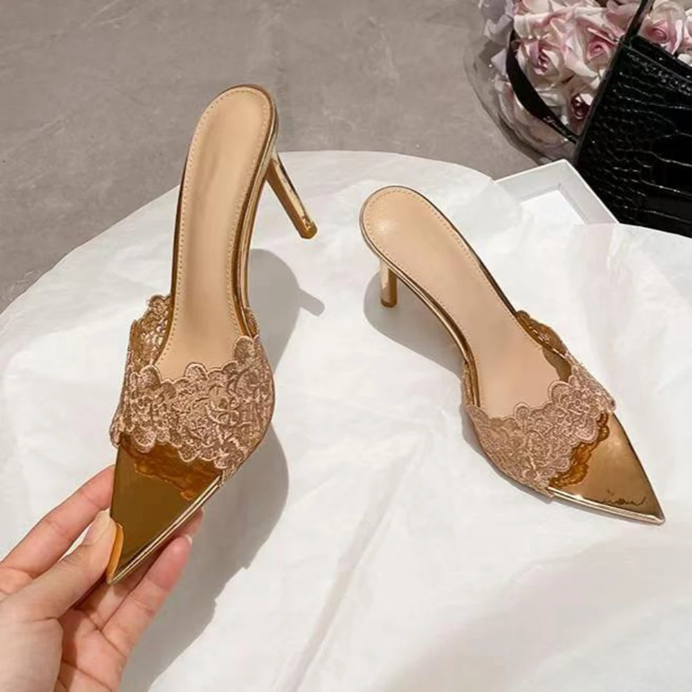 Women's Summer Fashion Retro Elegant Pointed High Heels Lace High Heels Slippers New Outdoor Gentle Style Thin Heels Slippers
Women's Summer Fashion Retro Elegant Pointed High Heels Lace High Heels Slippers New Outdoor Gentle Style Thin Heels Slippers