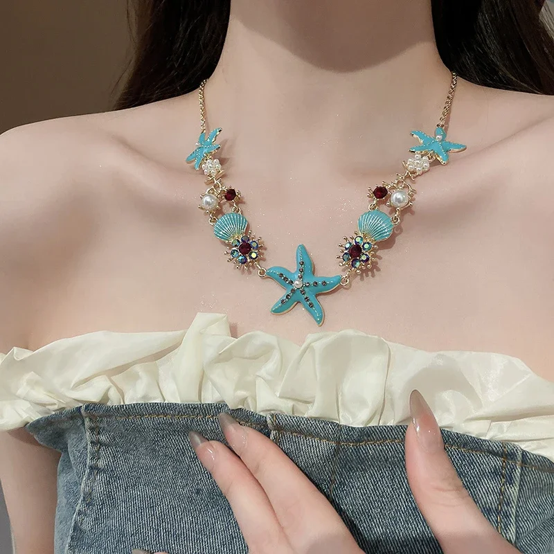 Starfish Shell Coral Necklace Summer Casual Bohemian Colorful Flower Pearl Pendent Luxury Exquisite Accessories Jewelry
Starfish Shell Coral Necklace Summer Casual Bohemian Colorful Flower Pearl Pendent Luxury Exquisite Accessories Jewelry