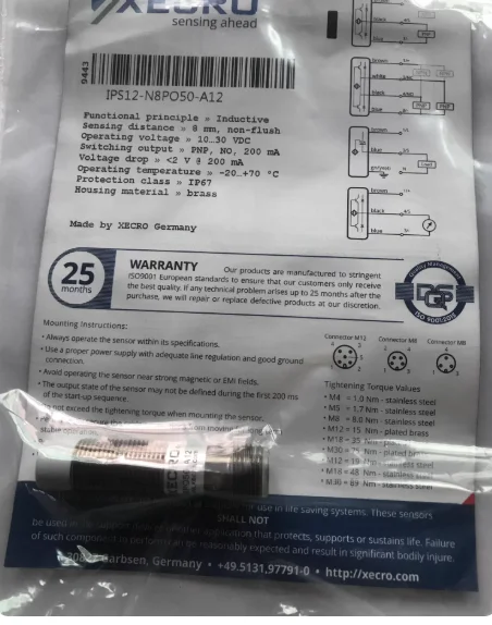 Оригинальный датчик скорости шпинделя производителя IPS12-N8PO50-A12 IPS12-N4PO50-A12
Оригинальный датчик скорости шпинделя производителя IPS12-N8PO50-A12 IPS12-N4PO50-A12