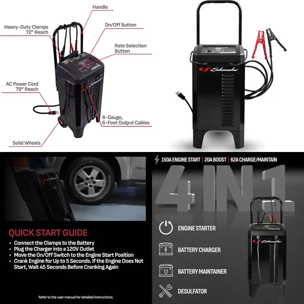 Колесное автоматическое зарядное устройство для автомобильного аккумулятора 6А и стартер двигателя 150А, решение 4-в-1, обслуживание, повышение 20А, для автомобильной промышленности 12 В и
Колесное автоматическое зарядное устройство для автомобильного аккумулятора 6А и стартер двигателя 150А, решение 4-в-1, обслуживание, повышение 20А, для автомобильной промышленности 12 В и