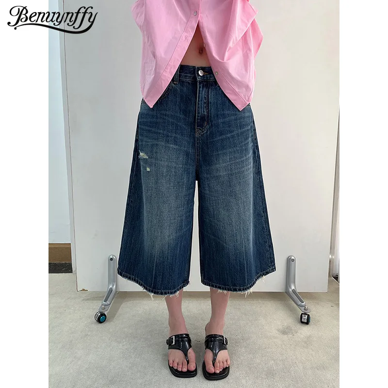 Benuynffy Mid Waist Ripped Raw Hem Wide Leg Jeans Women 2026 Summer New Korean Vintage All-Match Loose Female Cropped Pants
Benuynffy Mid Waist Ripped Raw Hem Wide Leg Jeans Women 2026 Summer New Korean Vintage All-Match Loose Female Cropped Pants