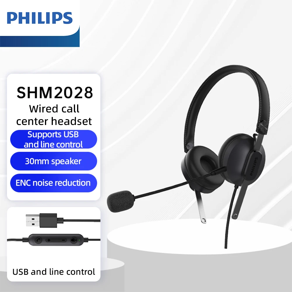 Philips SHM2018/SHM2028 Проводные наушники с микрофоном, регулируемая повязка на голову, гарнитура 3,5 мм/USB ENC, наушники с шумоподавлением для офиса
Philips SHM2018/SHM2028 Проводные наушники с микрофоном, регулируемая повязка на голову, гарнитура 3,5 мм/USB ENC, наушники с шумоподавлением для офиса